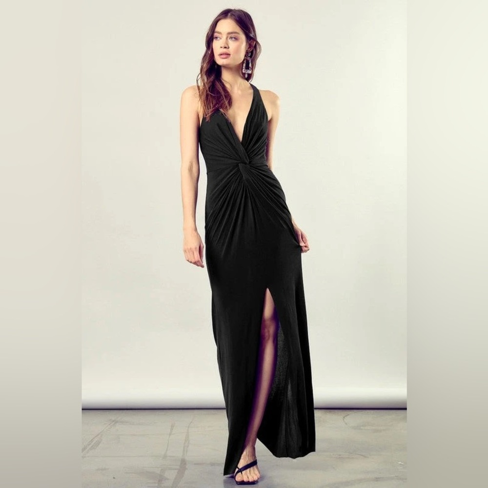 Mustard Seed Full Length Black Slit Dress